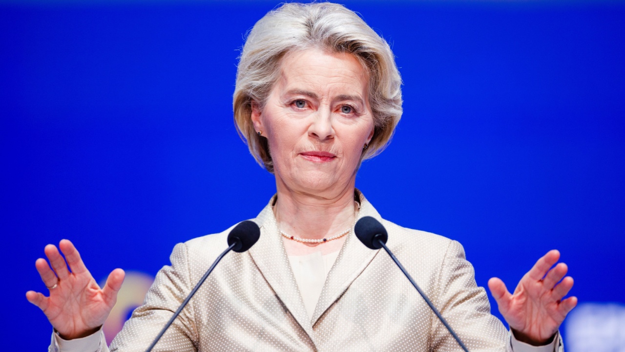 Bucharest, Timis, Romania - 3 7 2024: Ursula von der Leyen, the new president of EPP delivers a speech for the EPP Congress held at Romexpo.